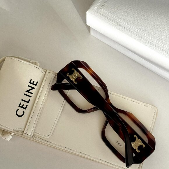 Celine TRIOMPHE Women Eyeglasses Blonde Havana Rectangle CL50155I 053 AUTHENTIC - Picture 10 of 15